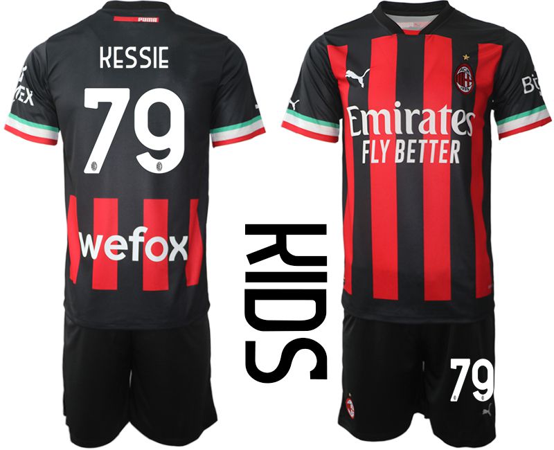 Youth 2022-2023 Club Ac Milan home black #79 Soccer Jersey->youth soccer jersey->Youth Jersey